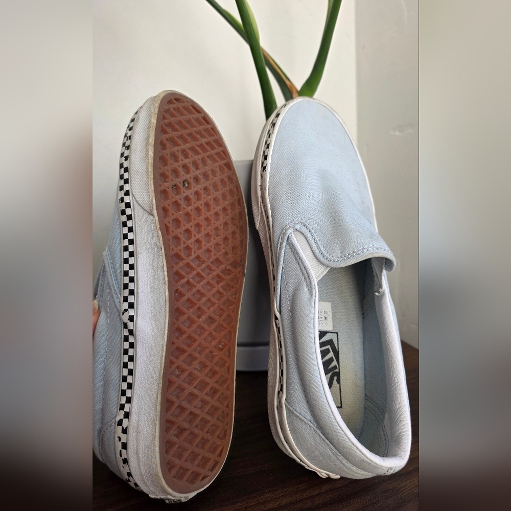 Vans Women's Light Blue Slip-On Sneakers - Picture 2 of 3